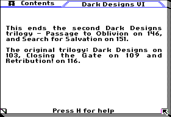 Dark Designs VI: Restoration -Game Index/End1