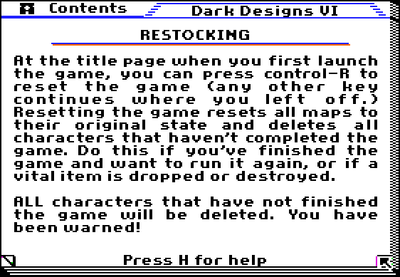 Dark Designs VI: Restoration -Restock/Erase Maps+Characters